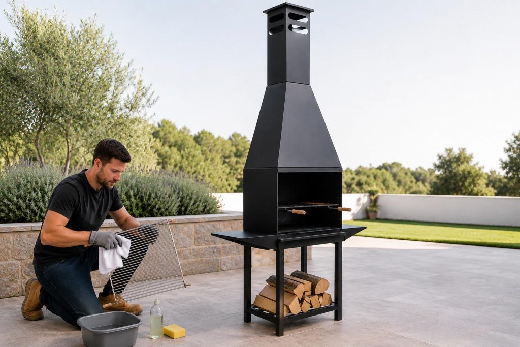Limpiar parrilla de barbacoa de hierro